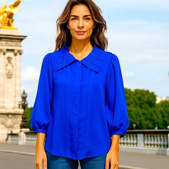 dennis basso Jackets & Blazers - Dennis Basso Designer Jacket Royal Blue Size L Zip Front 2 Hand Pockets